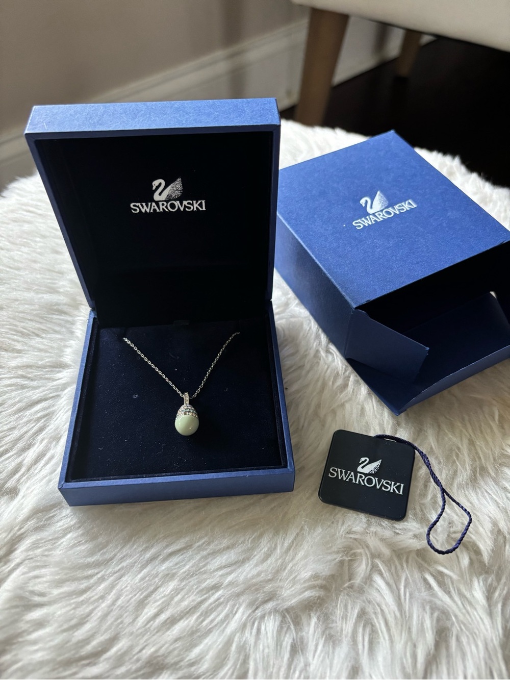 Swarovski White Crystal Drop Pendant Necklace